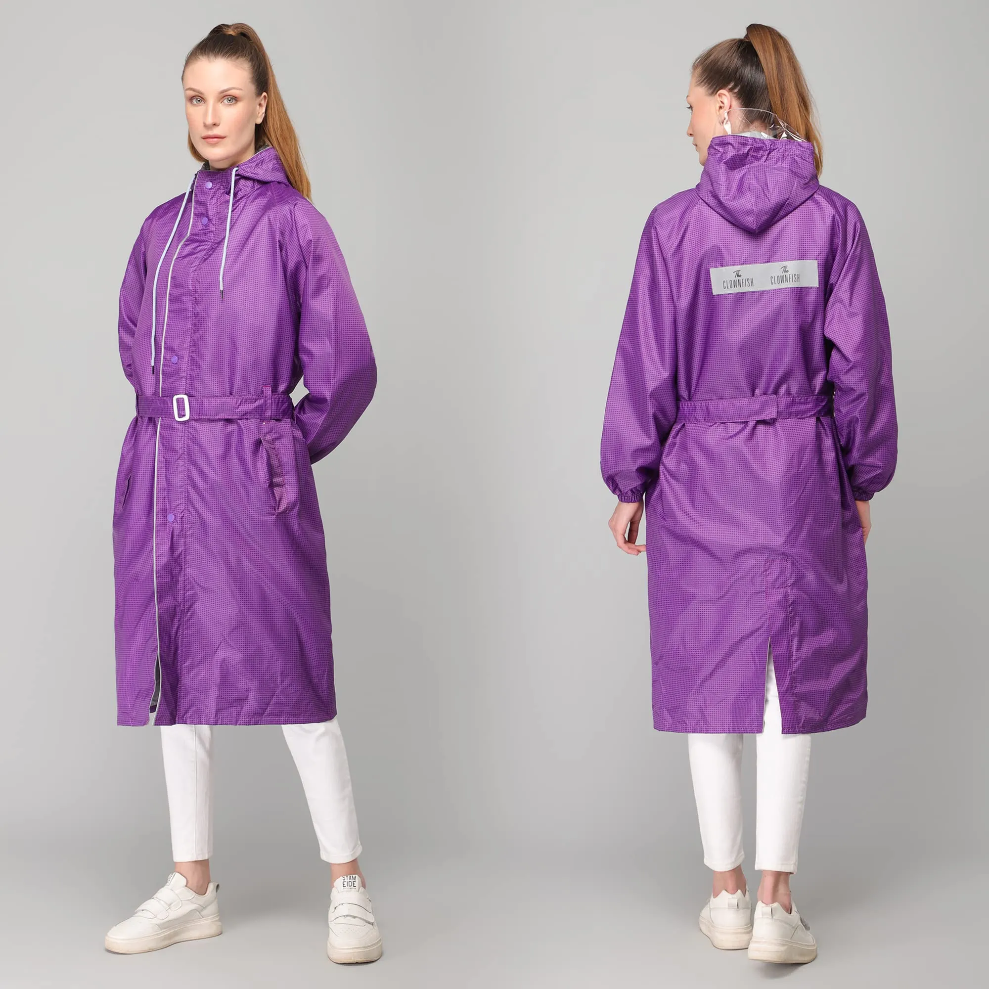 THE CLOWNFISH Raincoats for Women Waterproof Reversible Double Layer. Brilliant Pro Series (Purple, X-Large)