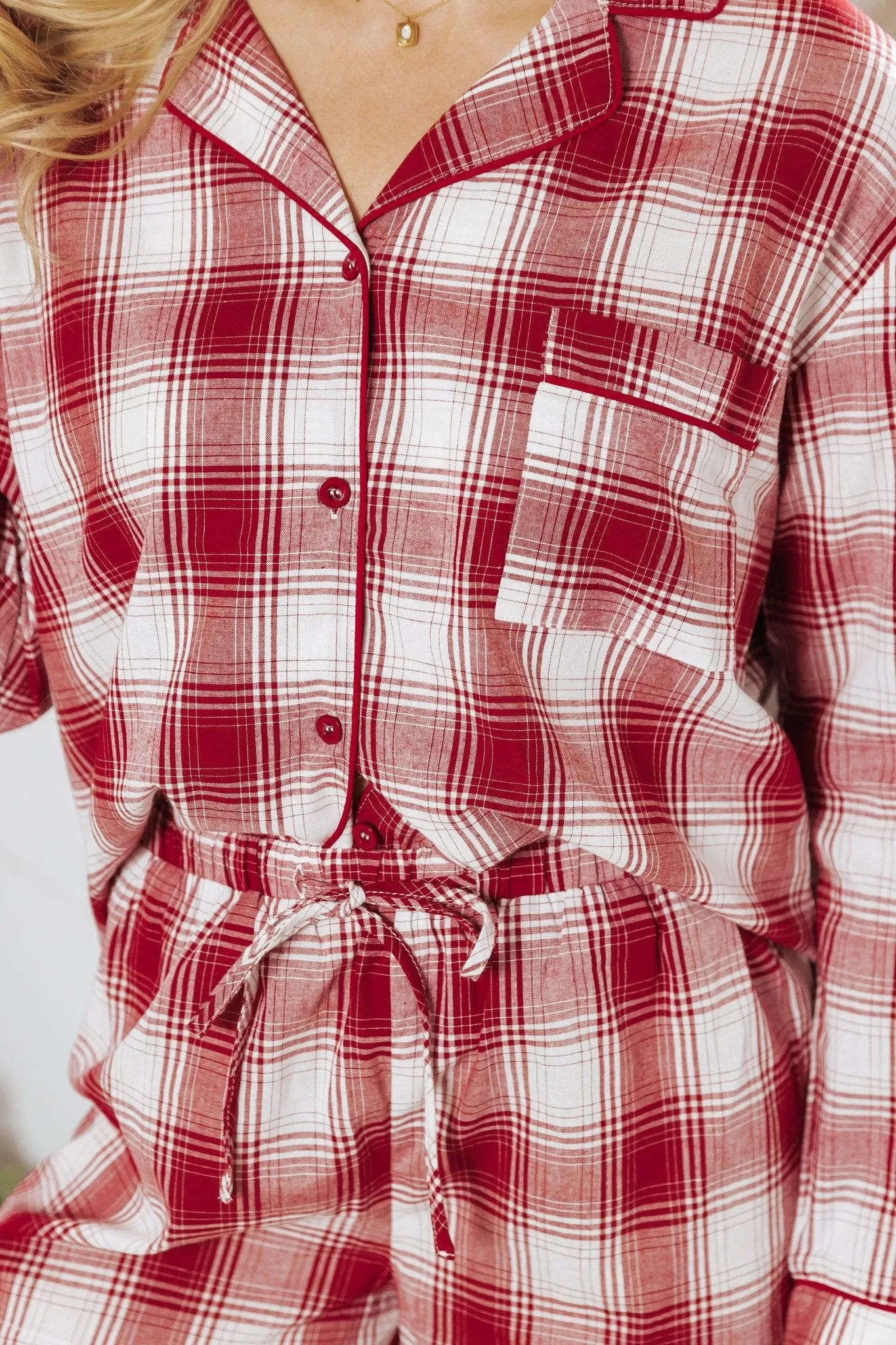 Waking Up Red Plaid Shirt & Shorts Set