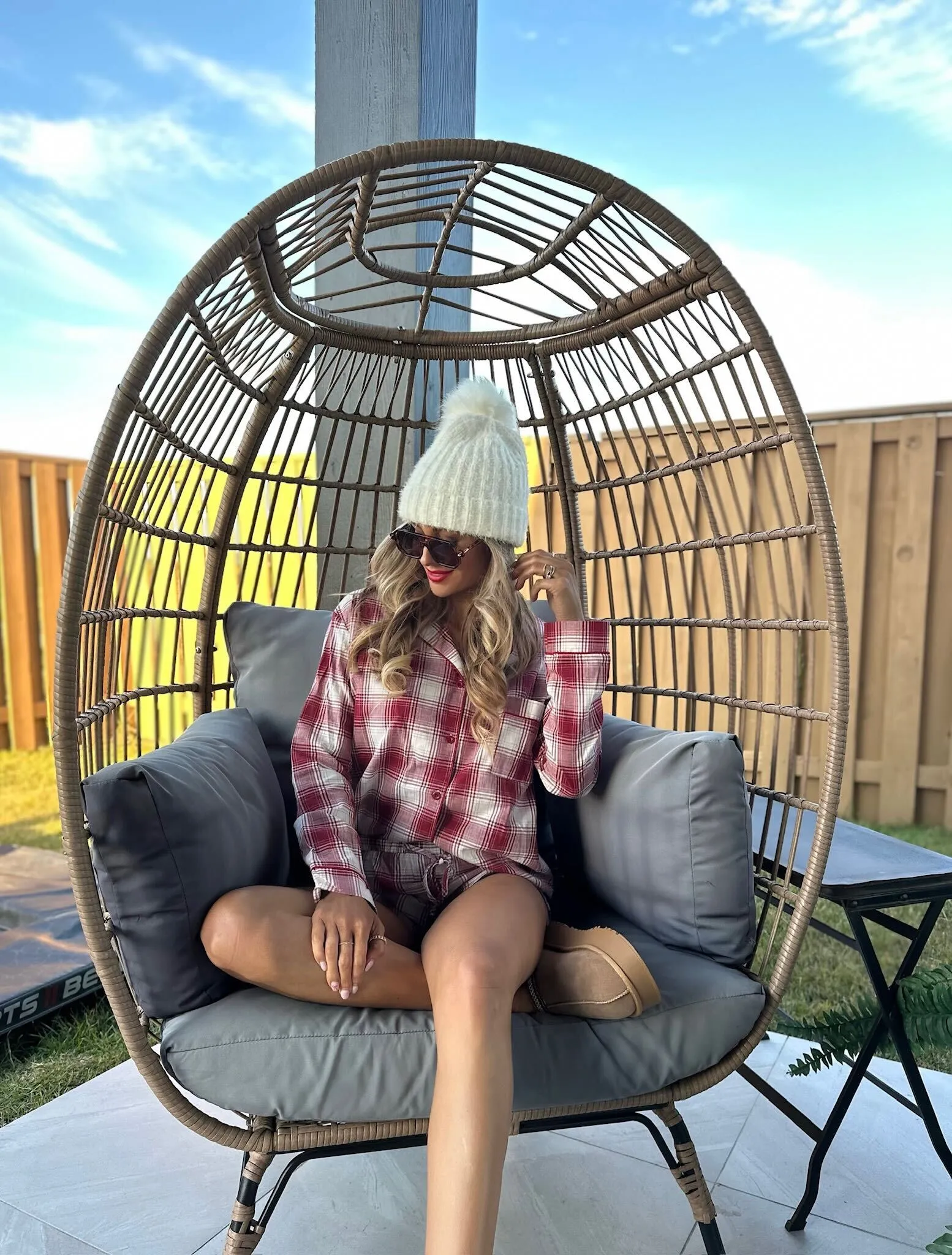 Waking Up Red Plaid Shirt & Shorts Set