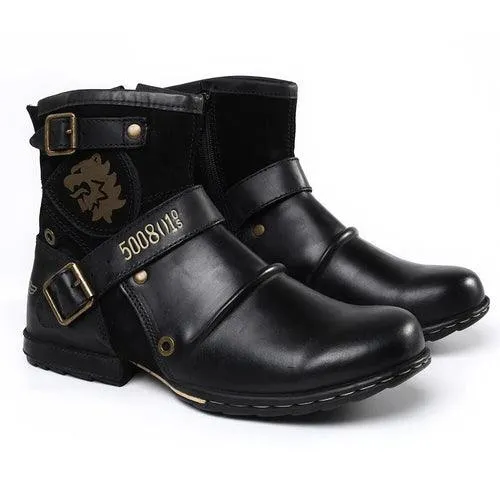 WInter Fashion Men's Shoes Boots Warm Leather Vintage Motorcycle Male