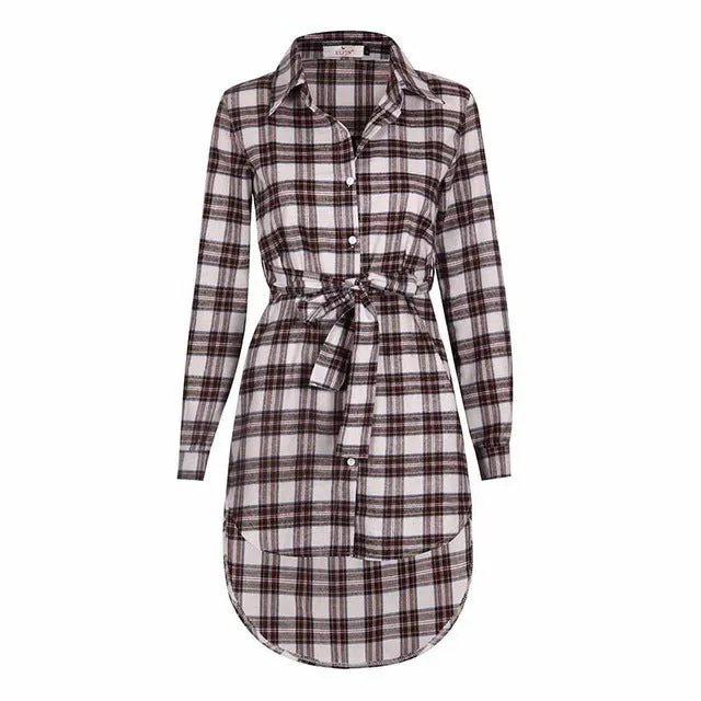 Women Long Sleeve Plaid Shirt (Plus Size)