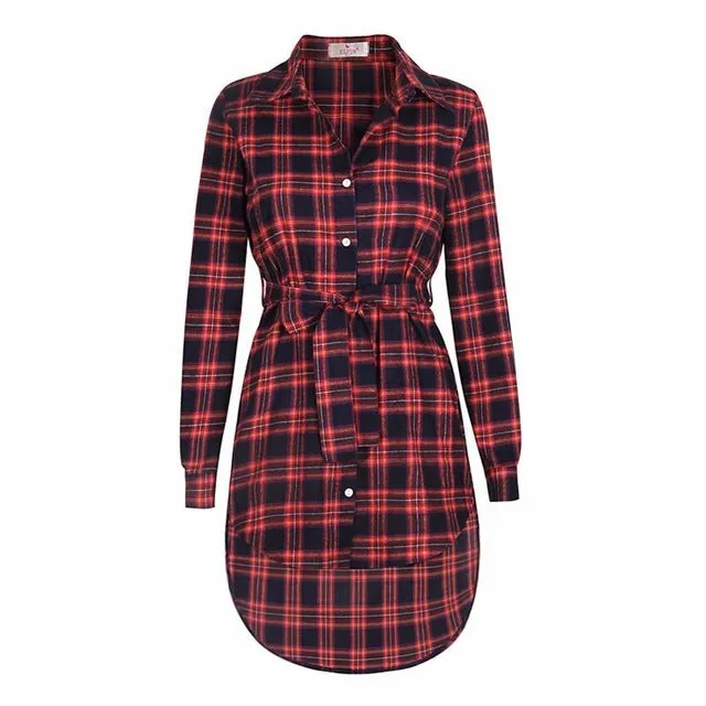 Women Long Sleeve Plaid Shirt (Plus Size)