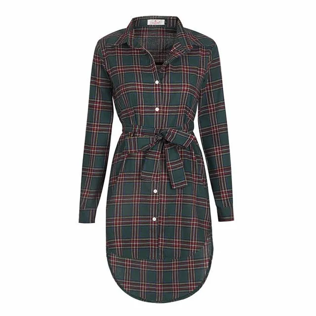 Women Long Sleeve Plaid Shirt (Plus Size)