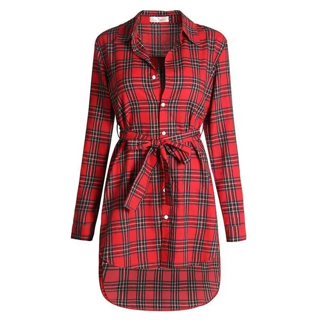 Women Long Sleeve Plaid Shirt (Plus Size)