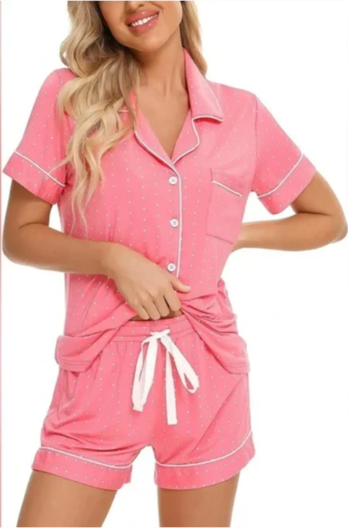 Women's cotton pajama Short sleeve Set,Short Pj set-Women's nightwear