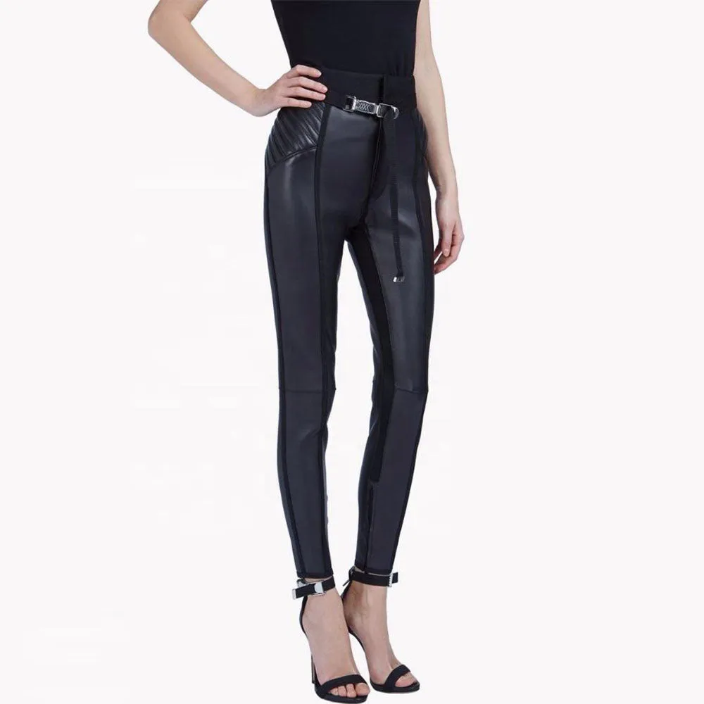 Women's High Waisted Leather Pants - Sarah