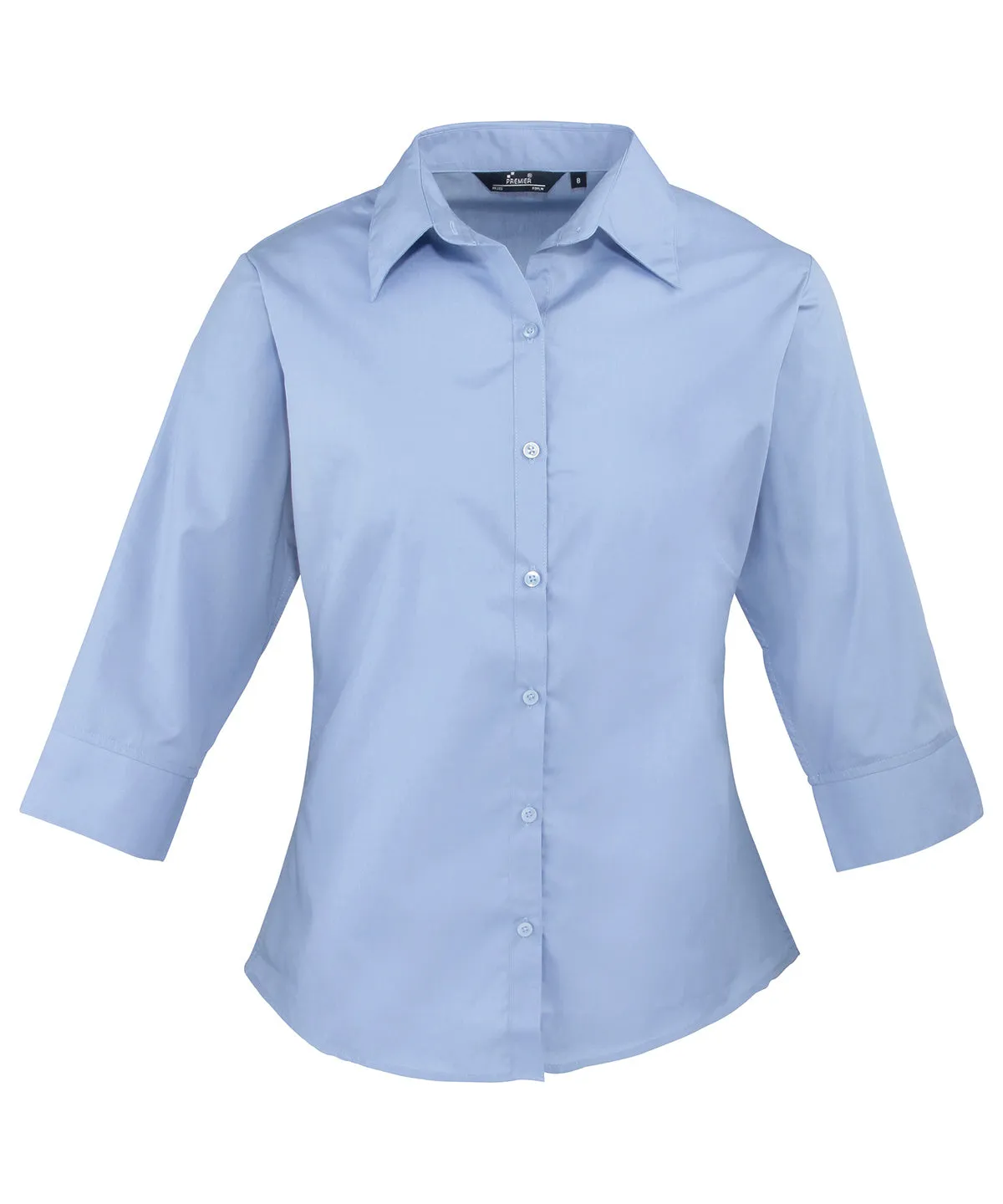 Womens  sleeve poplin blouse | Mid Blue